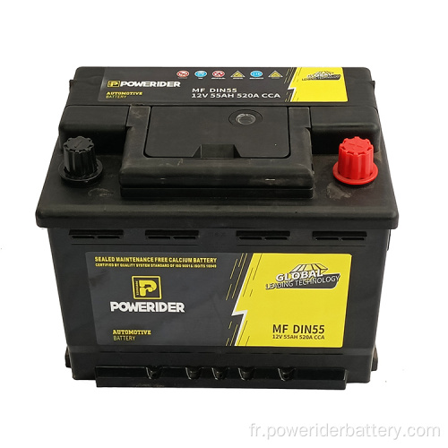 12V 55AH DIN55 55559 Batterie de démarrage de voiture au plomb-acidité